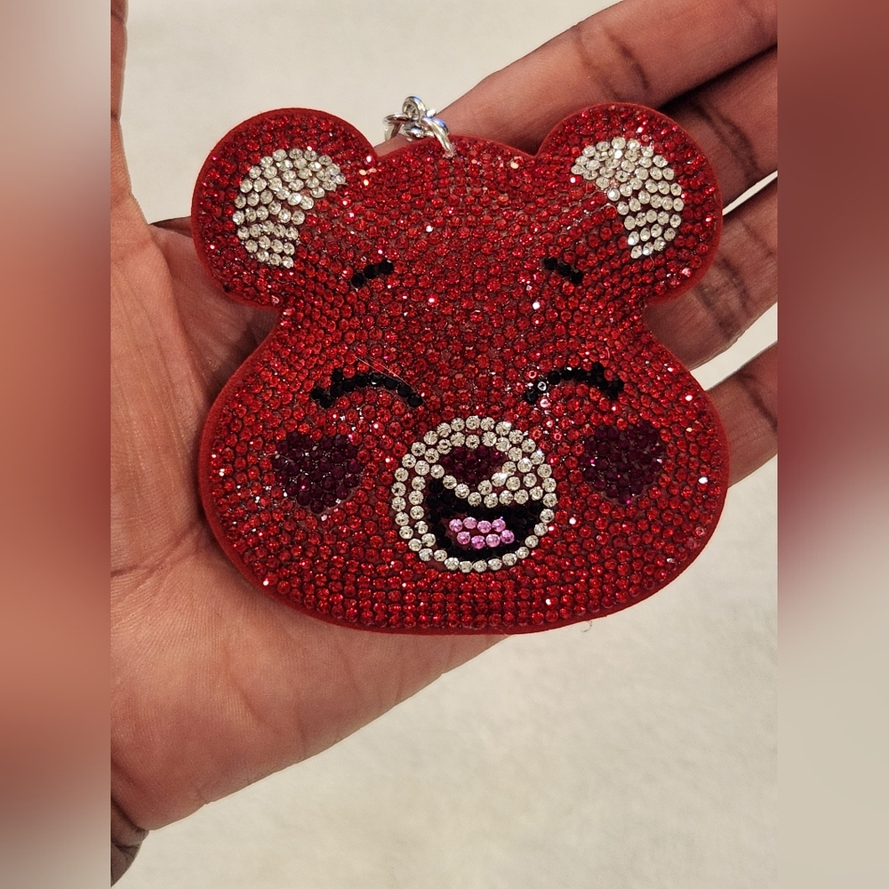 Care Bear Red Rhinestone Keychain Bag Charm - Picture 4 of 4